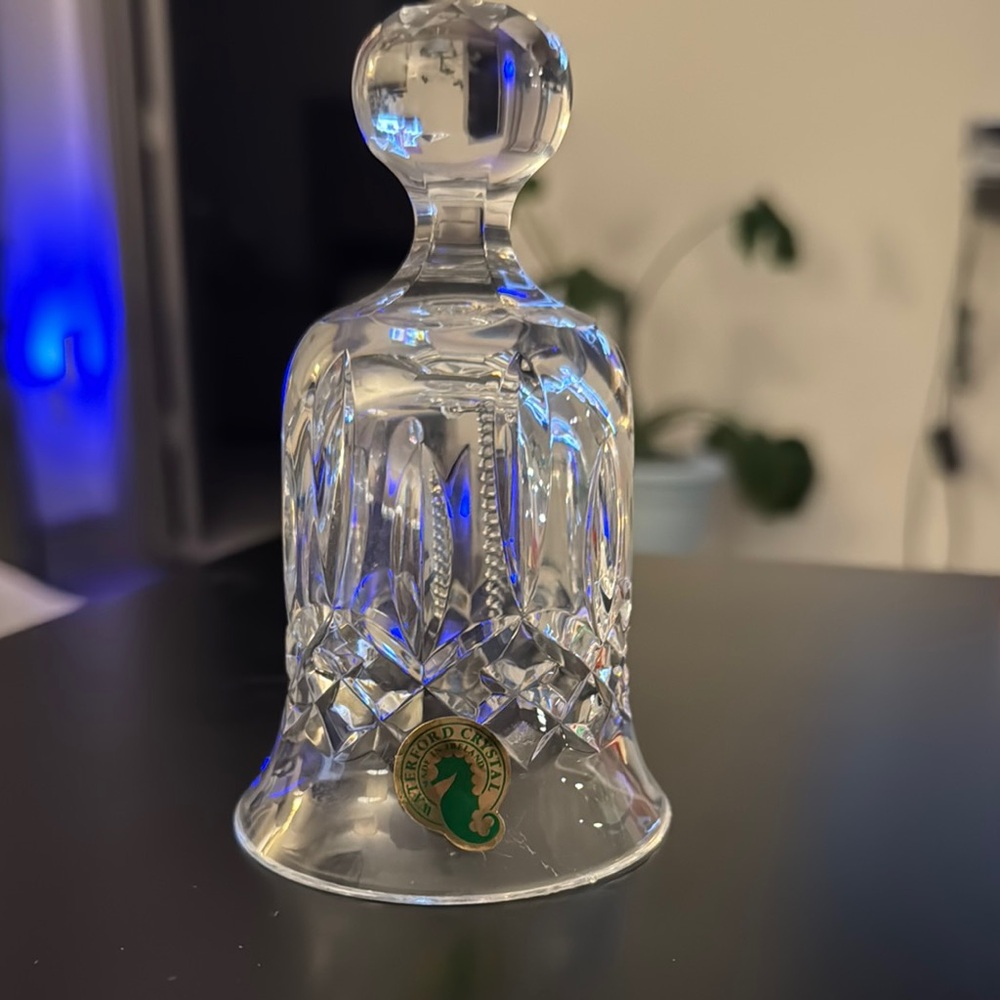 Waterford White Glass Art Bell Intricate Design
